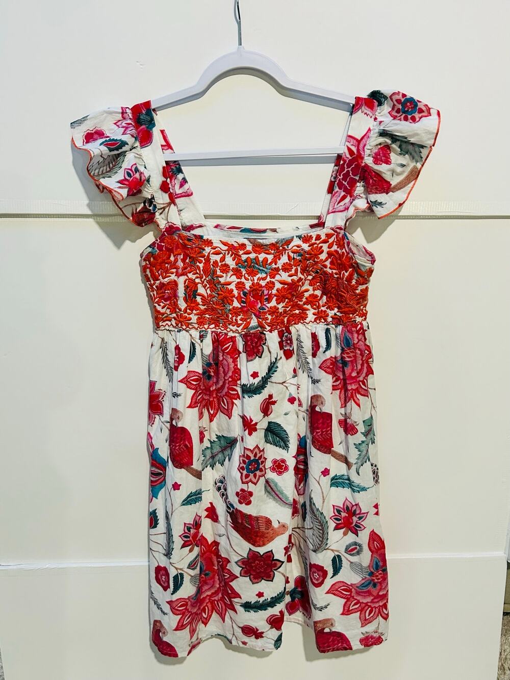 RO’S GARDEN BEAUTIFUL Floral Printed with Embroidered Top Mini Dress - XS